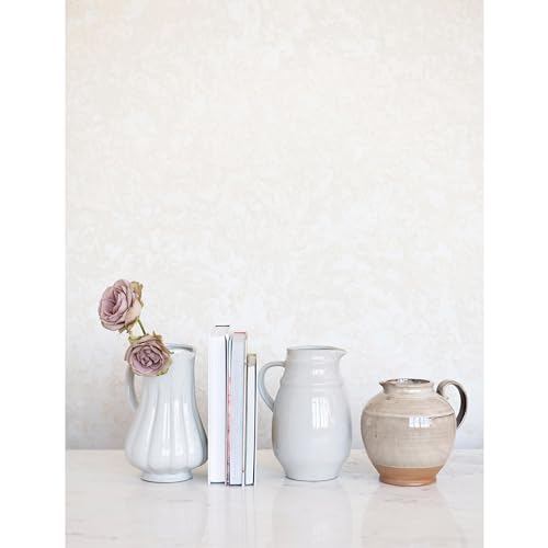 Creative Co-Op Stoneware, Reactive Glaze Pitcher, 8" L x 7" W x 7" H, Greige