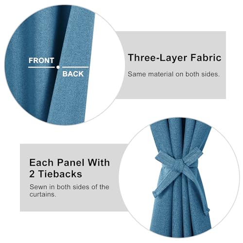 DWCN Faux Linen 100% Blackout Patio Door Curtain 108 Inches Long, Extra Wide Thermal Insulated Grommet Curtain Drapes for Living Room/Sliding Glass Door - 100W x 108L Inch, Dark Grey, 1 Panel