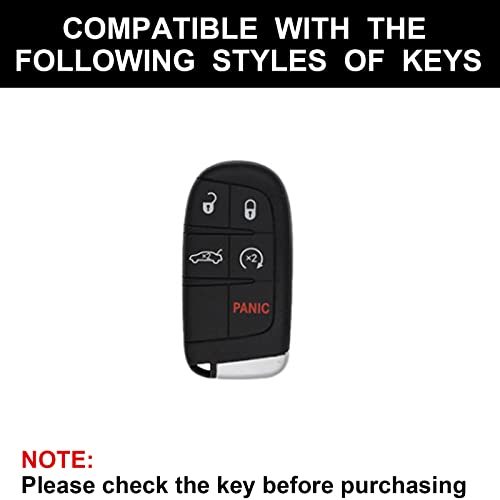 SK CUSTOM White TPU Gold Edge Smart Key Fob Case Protective Cover Compatible with Dodge RAM for Jeep Cherokee 5 Button Keyless Car Remote Accessory