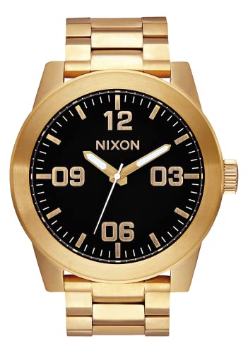 Nixon Corporal SS A346510-00. Gold Stainless Steel Men’s Watch (48mm Gold and Black Watch Face. 24mm All Gold Steel Band)