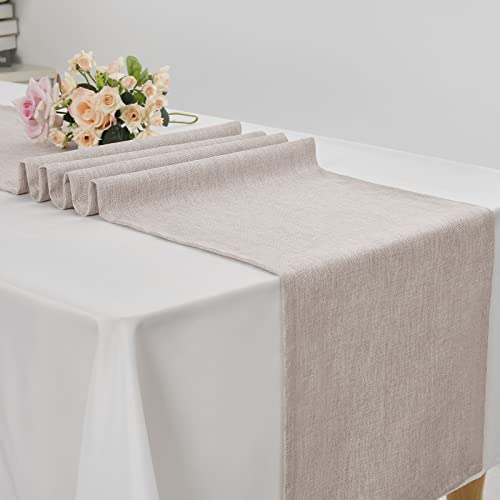 Hiasan Faux Linen Rectangle Tablecloth - Wrinkle and Stain Resistant Washable Table Cloth for Kitchen Dining Room Holiday Table Cover for Party Dinner, Beige, 70 x 140 Inch