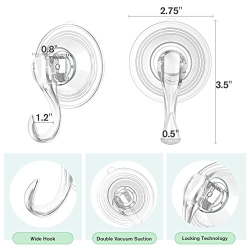 VIS'V Wreath Hanger, Large Clear Heavy Duty Suction Cup Wreath Hooks with Wipes 22 LB Removable Strong Window Glass Door Suction Cup Wreath Holder for Halloween Christmas Wreath Decor - 2 Pcs