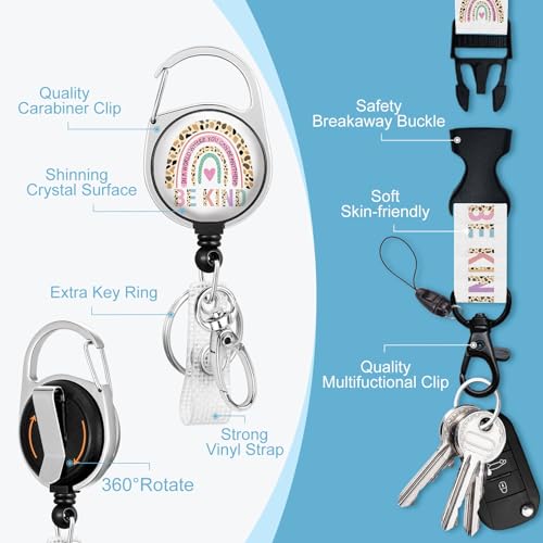 ID Badge Holder with Breakaway Lanyard, It's Fine Lanyards for Id Badges with Retractable Badge Reel and Card Holder Keychain, Cute Name Badge Clips for Nurse Teacher Office Gifts