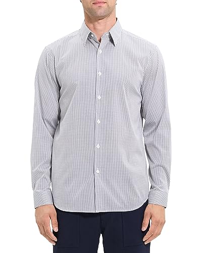 Theory Men's Irving in Wealth Check, White/Baltic