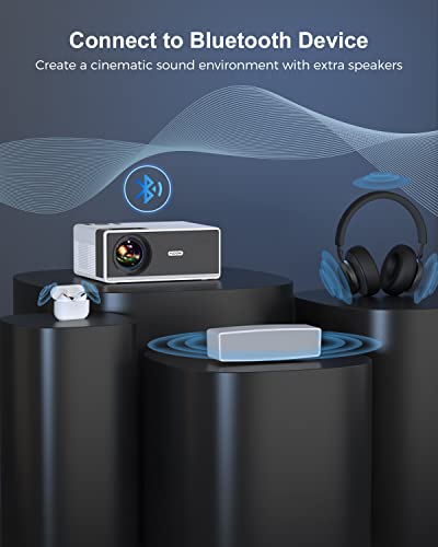 FUDONI Projector with WiFi and Bluetooth, Outdoor Portable 4K Support Projector 18000L HD 1080P Max 300" Display Zoom, Movie Video Home Theater Projector Compatible with HDMI/USB/Phone/Laptop/TV Stick