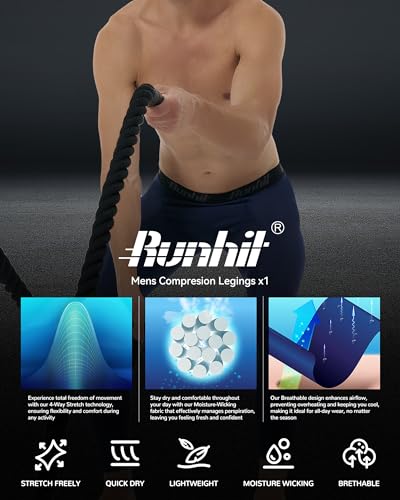 Runhit Men’s Compression Pants Running Tights Workout Leggings Athletic Base Layer Pants for Sports Yoga Basketball Red 3XL