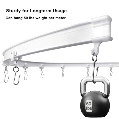 XCK Flexible Ceiling Curtain Track Ceiling Mount 10 ft Curved Shower Curtain Rod for Bay Window Curtains & Room Divider Curtains Bendable Curtain Rail White RV Curtain Track