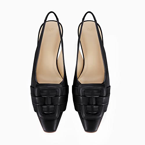 Womens Low Kitten Heel Sling Back Heels Dress Shoes Elegant Slingback Pumps Closed Toe Comfortable Party Sandals