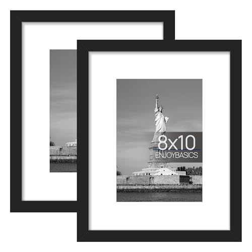 ENJOYBASICS 18x24 Picture Frame, Display Poster 16x20 with Mat or 18 x 24 Without Mat, Wall Gallery Photo Frames, White, 2 Pack