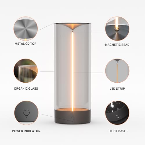 AUGE LIGHT Minimalist Desk Lamp Cordless Table Lamps LED Rechargeable Modern Nightstand Lights Dimmable with 3 Levels for Gaming, Home Office, Bedroom, Living Room, Kitchen, Bar, Restaurant