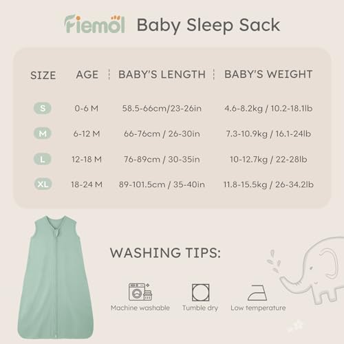 FIEMOL Baby Sleep Sack 0-6 Months, 100% Cotton Sleeping Sack for Newborn and Infant, 3 Pack Baby Wearable Blanket, 0.5 Tog Lightweight Double Zipper Sleep Bag Apricot