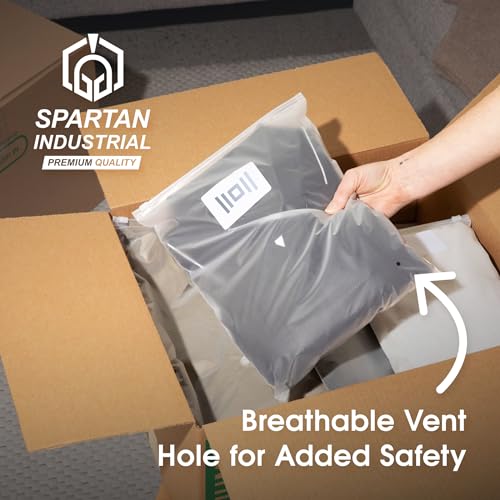 Spartan Industrial - 6" X 9" (100 Count) 3 Mil Frosted Zipper Bags With Vent Hole - Reclosable Packaging Bags for Cosmetics, Prints, Accessories