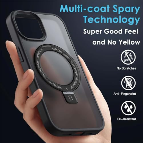 RAYONEE Phone Case Supported & Drop-Proof Protective Cover with Magnetic Ring Stand,Compatible with iPhone(Gray,iPhone 13)