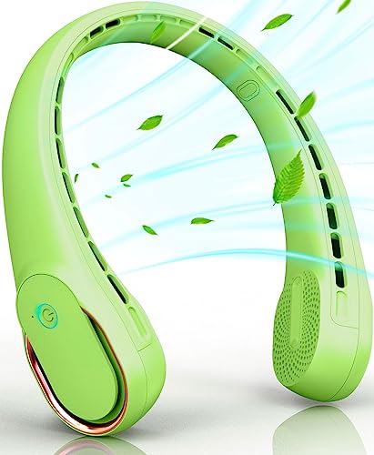 FrSara Neck Fan, Portable Strong Wind, Adjustable, 360° Cooling, Super Quiet, No Blade Design, No Hair Twisting, Even Air Volume On Both Sides, Non-Slip Material, Short Charging, Long Use Time