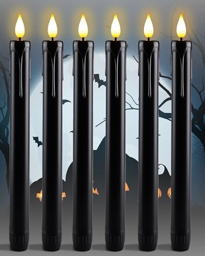 Homemory 3 Pcs Flameless Taper Candles with Remote Timer Dimmer, 9.6" White Flickering Candlesticks Battery Operated, Realistic Plastic LED Candles for Fireplace Wedding Seasonal Indoor Decorations