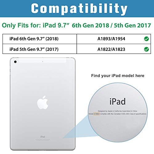 ProCase Smart Case for iPad 9.7 Inch iPad 6th/5th Generation Case 2018 2017(Model: A1893 A1954 A1822 A1823), Ultra Slim Lightweight Stand Case with Translucent Frosted Back Smart Cover -Mint