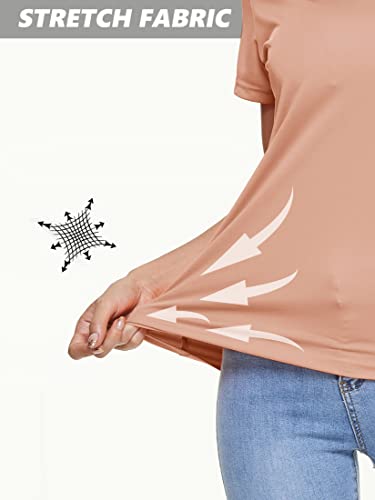 MAGCOMSEN Running Shirts for Women Dry Fit Short Sleeve T Shirts Women Rash Guard Quick Dry Hiking Shirts Fishing Shirts Rose M