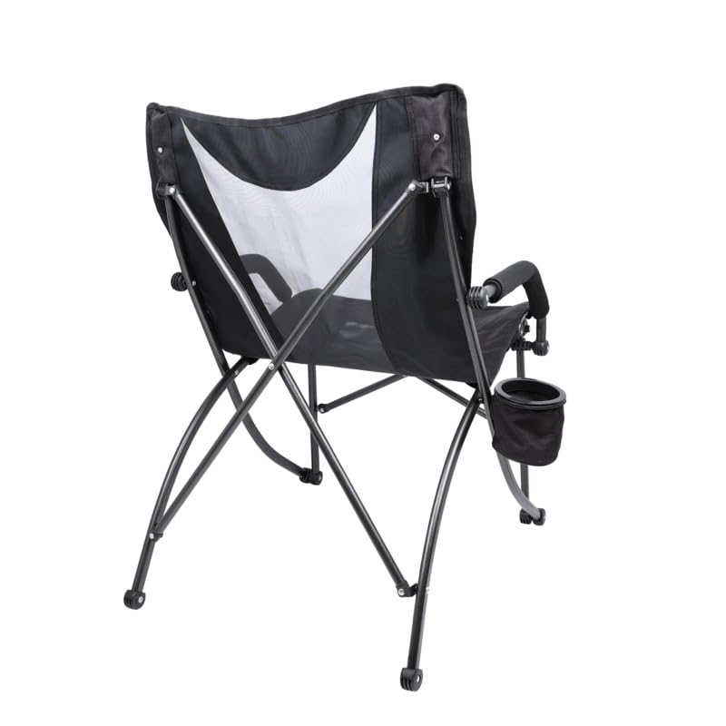 Cascade Mountain Tech Camping Chair - Low Profile Folding Chair for Camping, Beach, Picnic, Barbeques, Sporting Event with Carry Bag , Black
