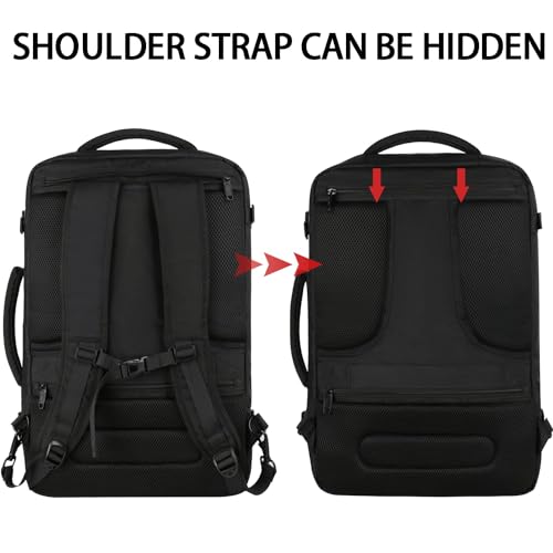 Vancropak 35L Carry on Bags for Airplanes, Luggage Backpack for Travel, Flight Approved Travel Bag for Men & Women, Water Resistant Suitcase Backpack Weekender Business Daypack Overnight Bag, Black