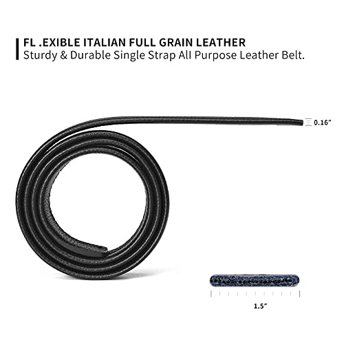 ARIMIA Fashion Mens Real Leather Ratchet Belt Black Adjustable Length Full Grain Soft Genuine Cowhide Strap 1.5 Inch Wide (Black Gold, Adjustable from 26" to 44" Waist)