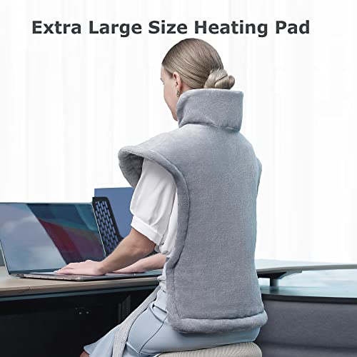 Heating Pad for Back Pain Relief, 24"x33" Large Weighted Heating Pad for Neck and Shoulders, Birthday Gifts for Women Men Mom Dad, Fast-Heating with 10 Settings, Auto Shut-Off, Washable