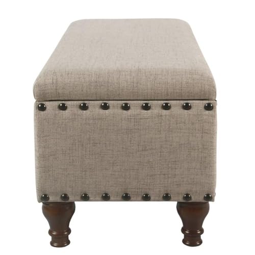 HomePop Large Storage Bench with Nailhead Trim - Tan