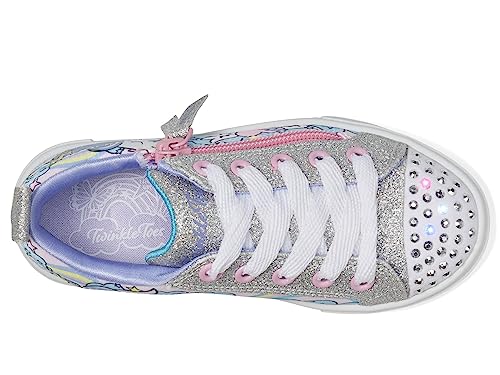 Skechers Kids Girls Twinkle Sparks-Flying Heart Sneaker, Lavender/Multi, 3 Little Kid