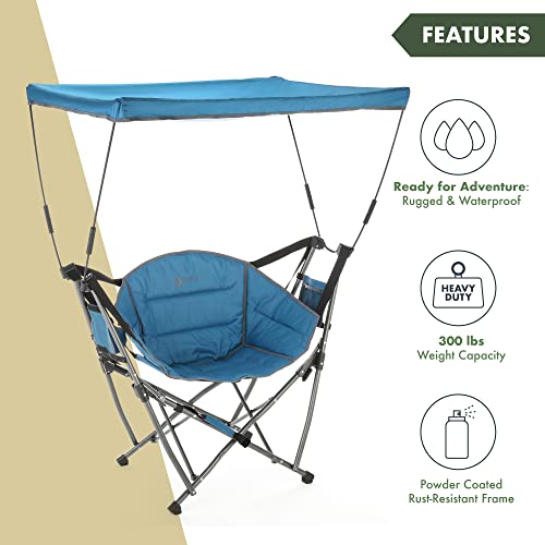 ARROWHEAD OUTDOOR Portable Folding Swinging Hammock Camping Chair, Removable Canopy, Perfect for Stargazing, Cup Holder, Storage Pouch, Carrying Bag Included, Supports up to 300lbs, USA-Based Support
