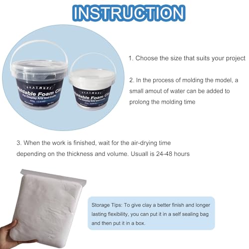 Foam Clay Cosplay Moldable Air Dry Foam Clay Craft 300g White Lightweight Sculpting Foam for Costumes Sanding Cosplay