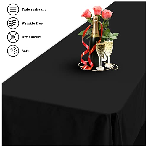 YMHPRIDE 6 Pack Round Tablecloth 90 Inch Black Table Cloths Polyester Round Table Cloth,Black Tableclothes Round Washable Fabric Table Covers for Wedding,Party,Dining,Banquet