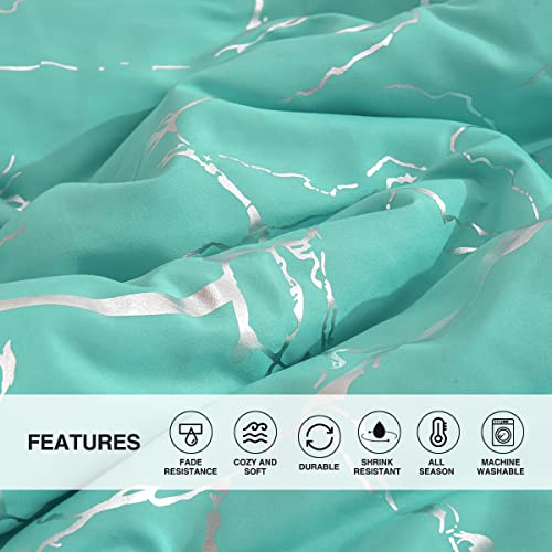 Holawakaka Gold Metallic Marble Comforter Set Twin Size Foil Print Glitter Bedding Sets,Black/Gold,Twin