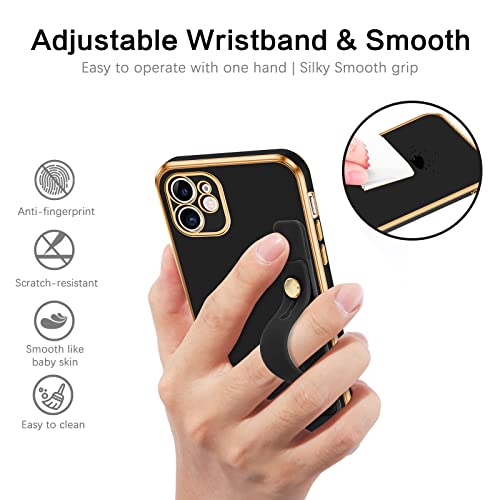 VENINGO iPhone 11 Case, Phone Cases for iPhone 11, Slim Fit Soft TPU with Adjustable Wristband Kickstand Scratch Resistant Shockproof Protective Cover for Apple iPhone 11 6.1 Inch 2019, Midnight Green