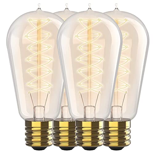 HUDSON BULB CO. Vintage Edison LED Light Bulbs 6W (6 Pack), Soft White, Non-Dimmable, E26/E27 Base, ST58 Style, 60 Watt Equivalent
