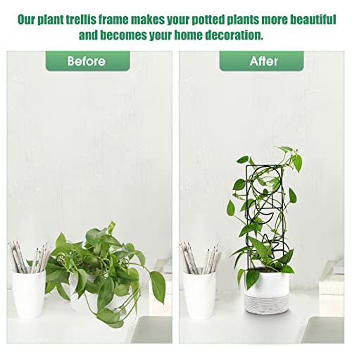 Wellsign Plant Trellis for Climbing Plants Indoor, 15.94Inch Small Garden Metal Houseplant Trellis for Potted Plants Outdoor with 4 Patterns for Vine Ivy Flower Plant Support Lover Lattice