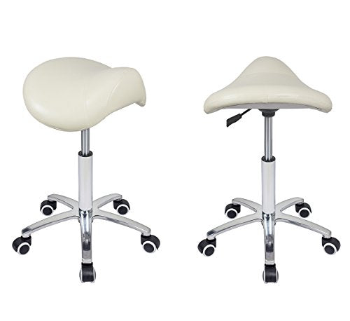 Antlu Saddle Stool Rolling Chair for Medical Lash Massage Salon Kitchen Spa,Adjustable Hydraulic Stool with Wheels (Beige)