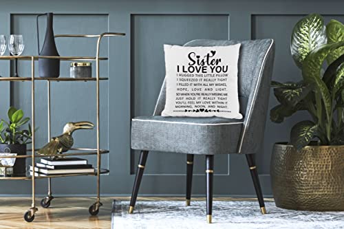 ZNGFON Sister I Love You to My Sister Gifts Soft Throw Pillow Cover Cushion Cover Decor for Sofa Couch Bed 18x18 Inch Graduation, Christmas, Birthday Gifts from Sister,Long Distance Gifts