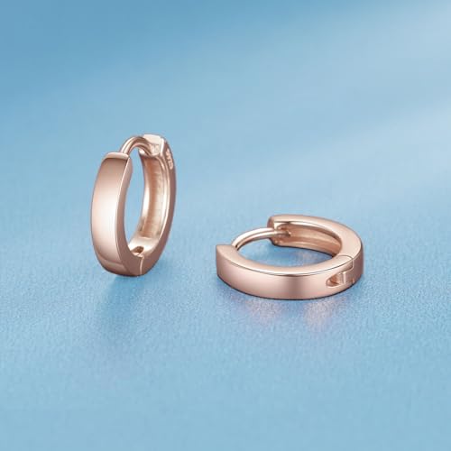 ChicSilver Women Spike Earrings Rose Gold Gold Plated Small Hoop Hypoallergenic Huggie Earrings Sterling Silver Plated Round Sleeper Earrings