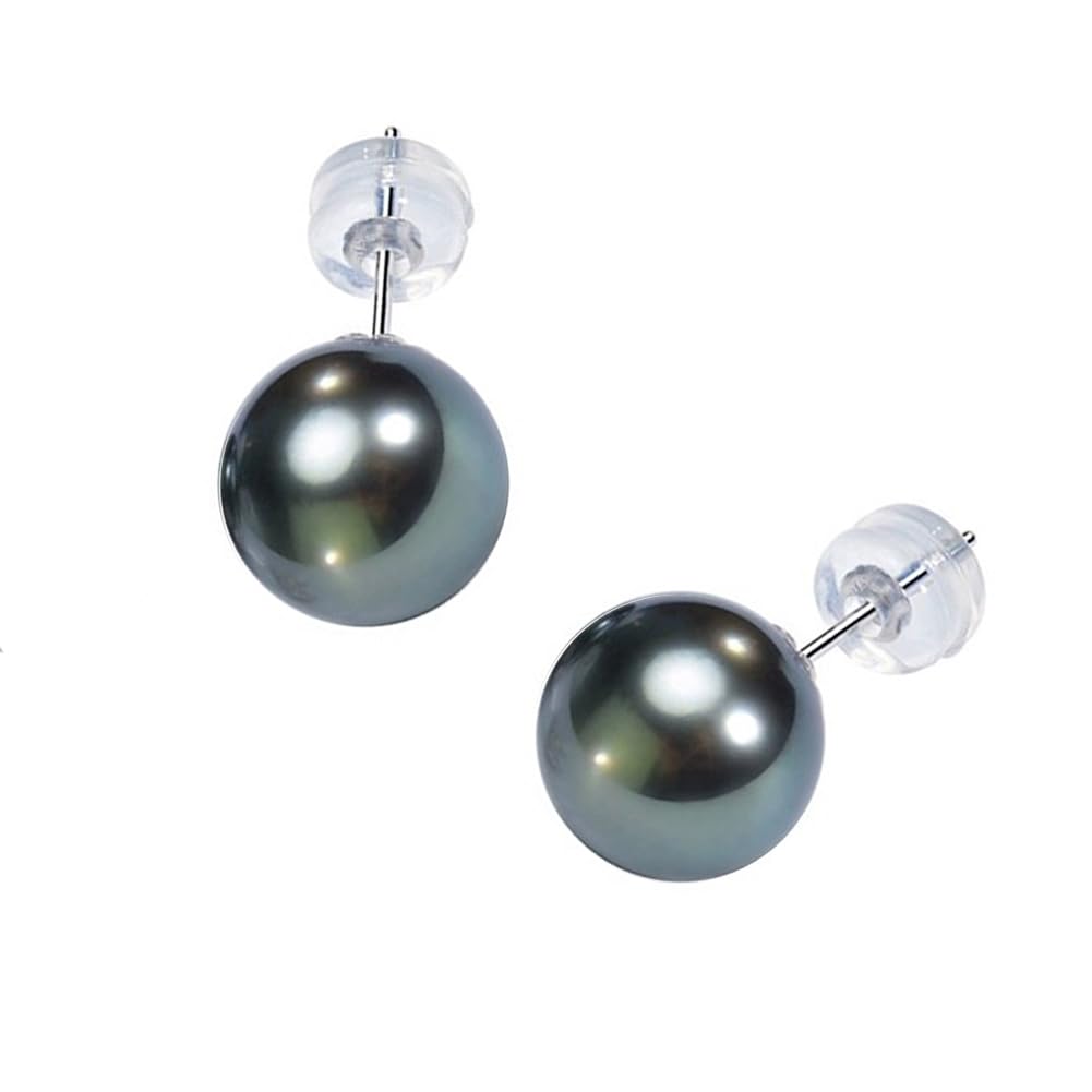 NONNYL Gifts for Wife Anniversary Pearl Stud Earrings for Women- Genuine Handpicked Nature Tahitian Black Pearls Earring- Birthday Christmas Mothers Day Valentines Jewelry Gifts