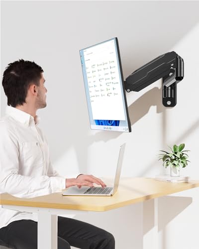 MOUNT PRO Single Monitor Wall Mount for 13 to 32 Inch Computer Screens, Gas Spring Arm Holds Up to 17.6lbs, Full Motion Adjustable,VESA Mount 75x75, 100x100,Black