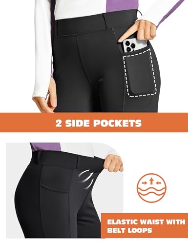 FitsT4 Sports Women's Full Seat Horse Riding Pants Bootcut Riding Tights with Pockets Equestrian Breeches for Women Black XS