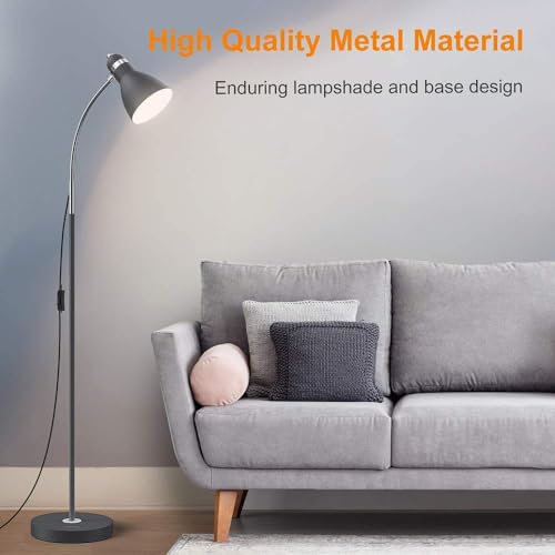 LEPOWER Floor Lamp, Metal Standing Lamp with Adjustable Gooseneck, Heavy Metal Base, Reading Pole Lamp for Office, Black Floor Lamps for Bedroom, Living Room