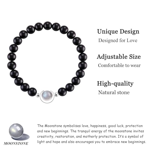 BABORI Grandson Gift from Grandma Gift for Grandson Valentine's Day Birthday Graduation Christmas Jewelry Meaningful Gift Idea Beads Lava Rock Moonstone Stone Bracelet