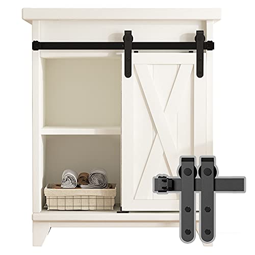 skysen 2ft Single Door Cabinet Sliding Barn Door Hardware Kit Super Mini Sliding Door Hardware for Wardrobe Cabinet TV Stand (ykd2)
