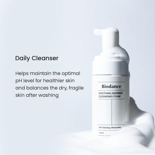 BIODANCE Soothing Barrier Cleansing Foam, Micro Bubble Foam, Gentle & Mild Facial Cleanser, Korean Skin Care | 4.06 fl.oz, 120ml
