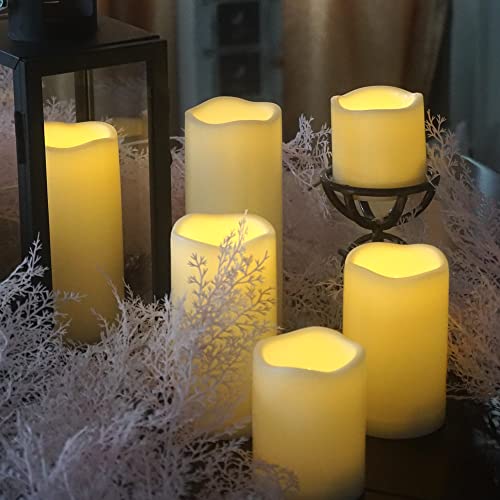 CANDLE CHOICE Waterproof Outdoor Battery Operated Flameless Pillar Candles with Timer White Plastic Realistic Flickering Electric LED Lights for Lantern Garden Wedding Christmas Decorations 9 Pack