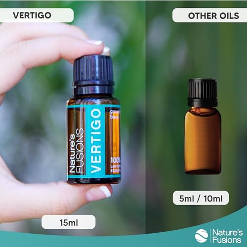 Nature's Fusions Vertigo Relief, Ginger Oil Nausea Relief Essential Oil Blends (15ml) - Fast-Acting Motion Sickness Relief, Morning Sickness Relief, Dizziness Relief, & Vertigo Medicine w/ Peppermint