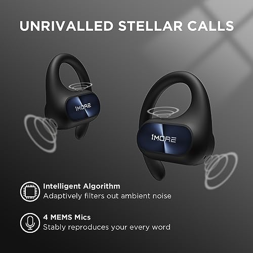 1MORE Fit SE S30 Open Ear Earbuds, Sports Earbuds Split Design with Ear Hooks, Bluetooth 5.3 Headphones with 4 Microphones for Clear Calls, IPX5, 30-Hour Playtime, Wireless Earbuds, Black