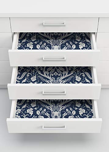 NuWallpaper NUS3680 Navy Escape to The Forest Peel & Stick Wallpaper, Blue