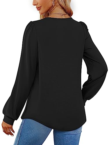 Funlingo Women 2024 Fashion Long Sleeve Shirts Soft Winter Clothes Loose Trendy Ladies Tops and Blouses Light Purple S