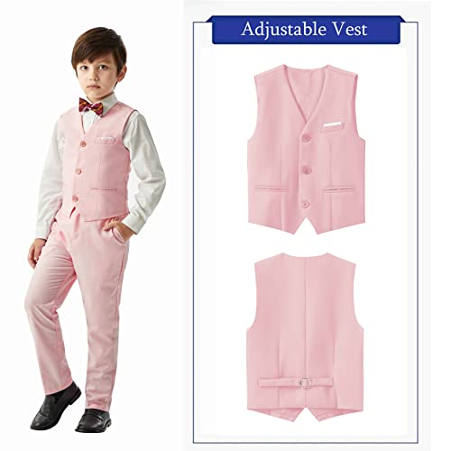 MAGE MALE Boys Multiple Colour Formal Dress Suits 5 Piece Slim Fit Dresswear Suit Set with Kids Suspenders Gold